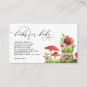 赤ちゃんシャワー昆虫ウッドランドキノコ用ブック エンクロージャーカード (正面)