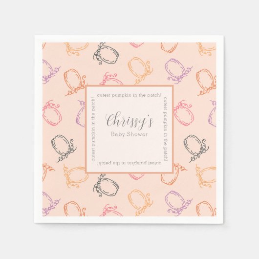 赤ちゃんシャワー最も可愛いカボチャのパッチ スタンダードカクテルナプキン (正面)