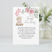 赤ちゃんシャワー本の甘い小さな子羊ピンクのバラ エンクロージャーカード (スタンド正面)