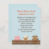 赤ちゃんシャワー本ゲームをもたらす – 農場動物テーマ インビテーションポストカード (正面/裏面)