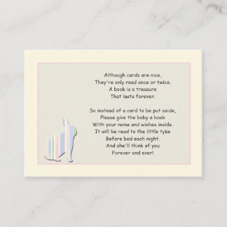 赤ちゃんシャワー本詩ピンクの挿入カード エンクロージャーカード
