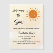 赤ちゃんシャワー来ここの息子のサンシャイン豪華さ マグネット招待状 (正面)