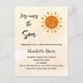 赤ちゃんシャワー来ここの息子の太陽の黄金 インビテーションポストカード (正面)