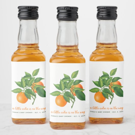 赤ちゃんシャワー柑橘系リトルかわいこちゃんオレンジスクリプト リキュールボトルラベル (ボトル)