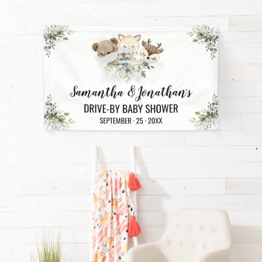 赤ちゃんシャワー森林動物のバナー 横断幕 (インサイチュ)