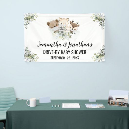赤ちゃんシャワー森林動物のバナー 横断幕 (トレードショー)