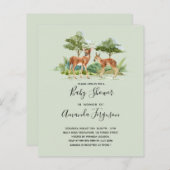 赤ちゃんシャワー森林動物の予算の招待 (正面/裏面)