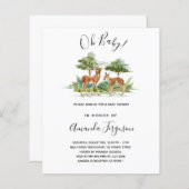 赤ちゃんシャワー森林動物の鹿の予算の招待 (正面/裏面)