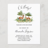 赤ちゃんシャワー森林動物の鹿の予算の招待 (正面)