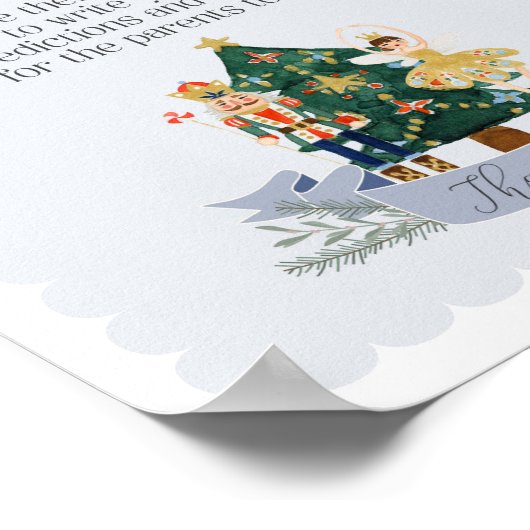 赤ちゃんシャワー標識用の青くるみ割り冬アドバイス ポスター (角)