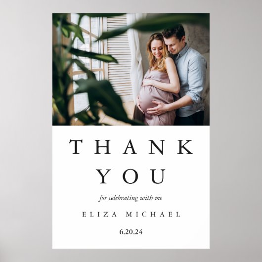 赤ちゃんシャワー歓迎のサインと写真と日付 ポスター (正面)