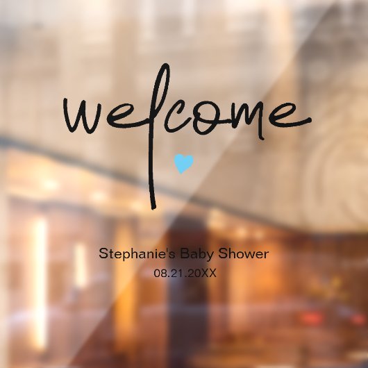 赤ちゃんシャワー歓迎サインミニブルーハート ウィンドウサイン (シート2)