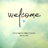 赤ちゃんシャワー歓迎サインミニブルーハート ウィンドウサイン (シート3)