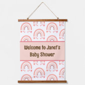 赤ちゃんシャワー歓迎タペストリーピンク 吊り下げ型タペストリー (正面)