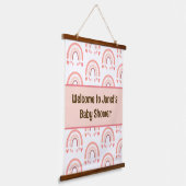 赤ちゃんシャワー歓迎タペストリーピンク 吊り下げ型タペストリー (傾斜あり)