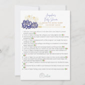 赤ちゃんシャワー母へ母クイズ紫テーマ サンキューカード (正面)