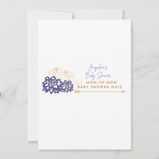 赤ちゃんシャワー母へ母クイズ紫テーマ サンキューカード (裏面)