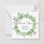 赤ちゃんシャワー水の色の緑のリース感謝していユー ノートカード (正面)