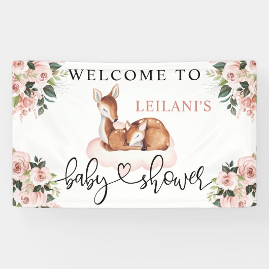 赤ちゃんシャワー水カラーディアピンクフローラへようこそ 横断幕 (横)