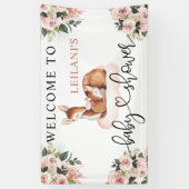 赤ちゃんシャワー水カラーディアピンクフローラへようこそ 横断幕 (縦)