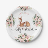 赤ちゃんシャワー水カラーディアピンクフローラ ペーパープレート (正面)