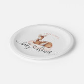 赤ちゃんシャワー水彩ディアピンククラウド ペーパープレート (アングル)