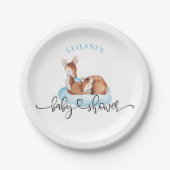 赤ちゃんシャワー水彩ディアブルークラウド ペーパープレート (正面)