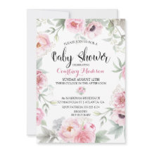 赤ちゃんシャワー水彩ピンクのバラ花