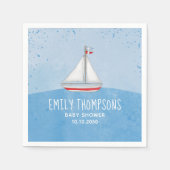 赤ちゃんシャワー水彩可愛いお洒落帆船 スタンダードカクテルナプキン (正面)