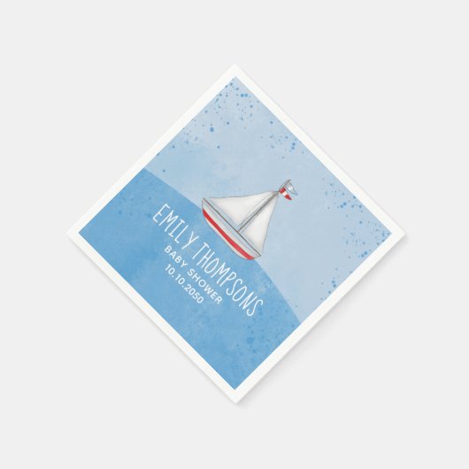 赤ちゃんシャワー水彩可愛いお洒落帆船 スタンダードカクテルナプキン (角)