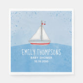 赤ちゃんシャワー水彩可愛いお洒落帆船 スタンダードランチョンナプキン (正面)