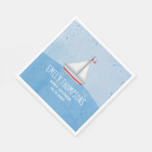 赤ちゃんシャワー水彩可愛いお洒落帆船 スタンダードランチョンナプキン (角)