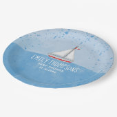 赤ちゃんシャワー水彩可愛いお洒落帆船 ペーパープレート (アングル)