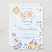 赤ちゃんシャワー水彩招待状 招待状 (正面)