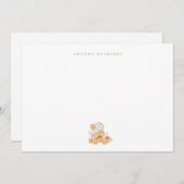 赤ちゃんシャワー水彩象ありがとう ノートカード (正面/裏面)