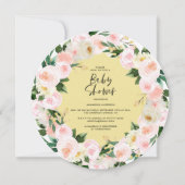 赤ちゃんシャワー水色の黄色のガーリーフローラ (裏面)