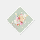 赤ちゃんシャワー水色ガールフェアリーかわいいウサギ スタンダードカクテルナプキン (角)