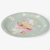 赤ちゃんシャワー水色ガールフェアリーかわいいウサギ ペーパープレート (アングル)