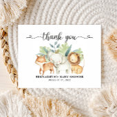 赤ちゃんシャワー水色サファリ動物ありがとう ポストカード