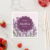 赤ちゃんシャワー水色パープルアイリスボタニカルファン スタンダードカクテルナプキン (インサイチュ)