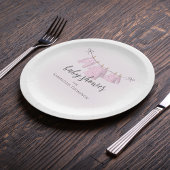 赤ちゃんシャワー水色ピンクの女の子の物干し ペーパープレート