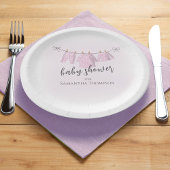 赤ちゃんシャワー水色ピンクの女の子の物干し ペーパープレート