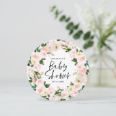 赤ちゃんシャワー水色ピンクガーリーフローラスクリプト (スタンド正面)