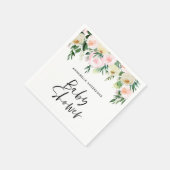 赤ちゃんシャワー水色ピンクガーリーフローラスクリプト スタンダードカクテルナプキン (角)