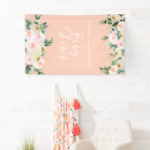 赤ちゃんシャワー水色ピーチピンクフローラスクリプト 横断幕 (インサイチュ)