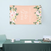 赤ちゃんシャワー水色ピーチピンクフローラスクリプト 横断幕 (トレードショー)