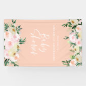 赤ちゃんシャワー水色ピーチピンクフローラスクリプト 横断幕 (横)