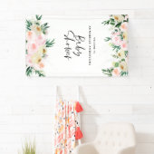 赤ちゃんシャワー水色ピーチピンクフローラスクリプト 横断幕 (インサイチュ)