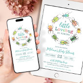 赤ちゃんシャワー水色リトルロブバグ 招待状