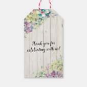 赤ちゃんシャワー水色多肉植物ホワイトウッド ギフトタグ (裏面)